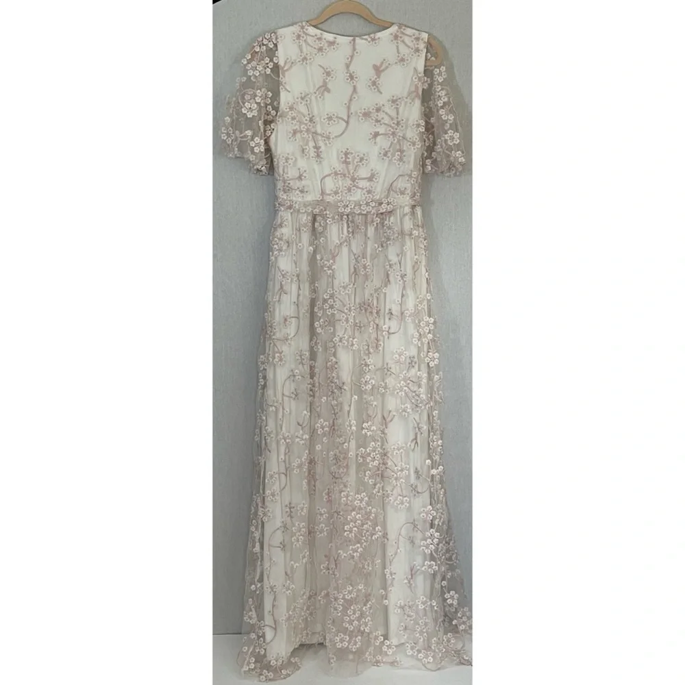 Baltic Born Cherry Blood embroidered belted Cream Maxi Dress - Picture 3 of 8